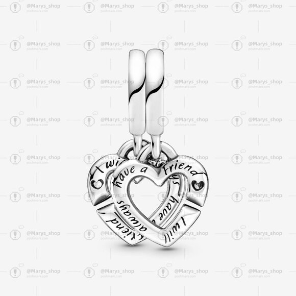 Pandora Linked Sister Hearts Split Dangle Charm - Picture 3 of 6